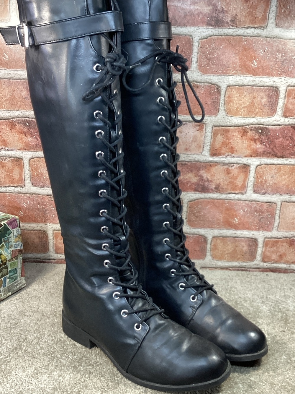 Forever 21 Women’s Black tall over the knee combat boots size 10